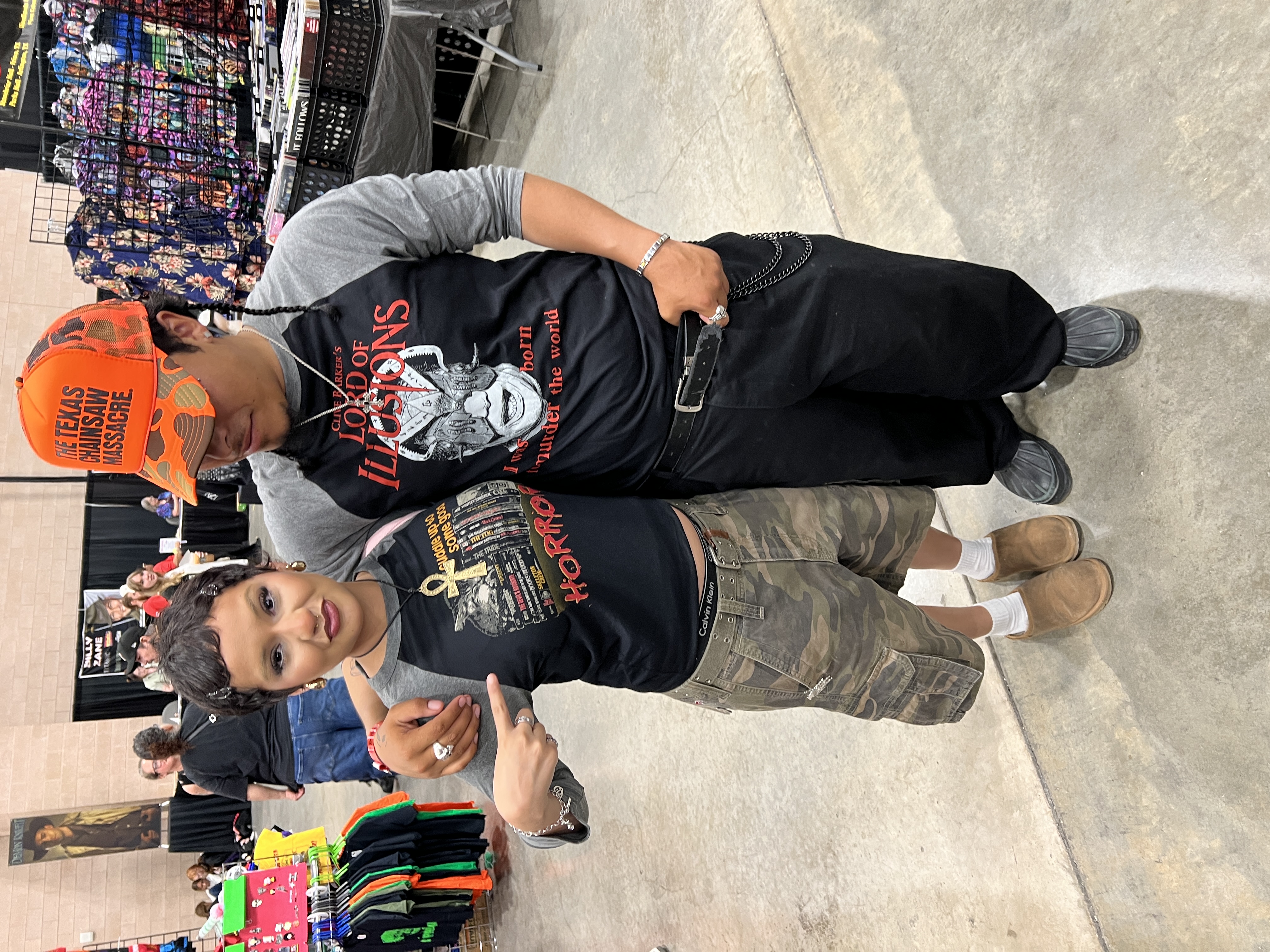 Fans wearing Lord of Illusions and horror t-shirts